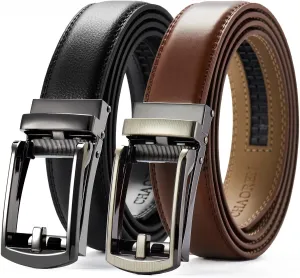 CHAOREN Click Belt for Men 2 Pack - Mens Dress Belt 1 1/4" in Packing Box - Design Belt Meet Almost Any Occasion and Outfit