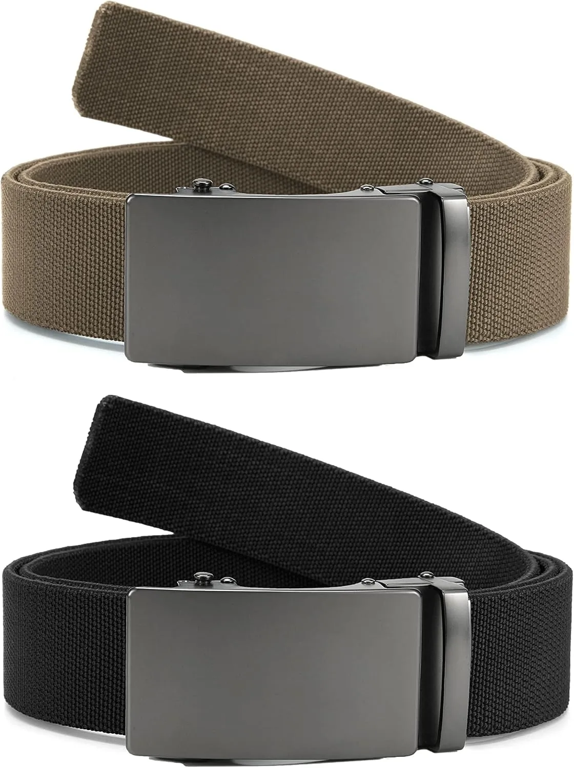 CHAOREN Elastic Belt for Men 2 Pack - Nylon Web Adjustable Belt 1 3/8" Fabric Golf Belt