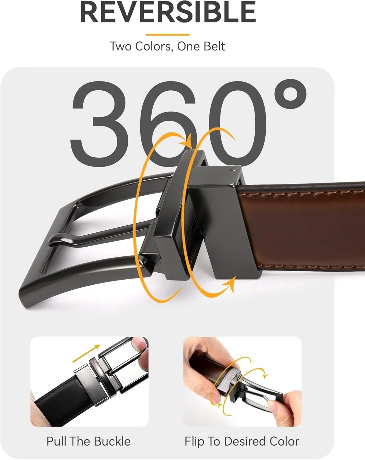 CHAOREN Mens Belts Leather 1 Pack - 1.25" Reversible Belts for Men for Dress Pants - One Belt, Two Colors
