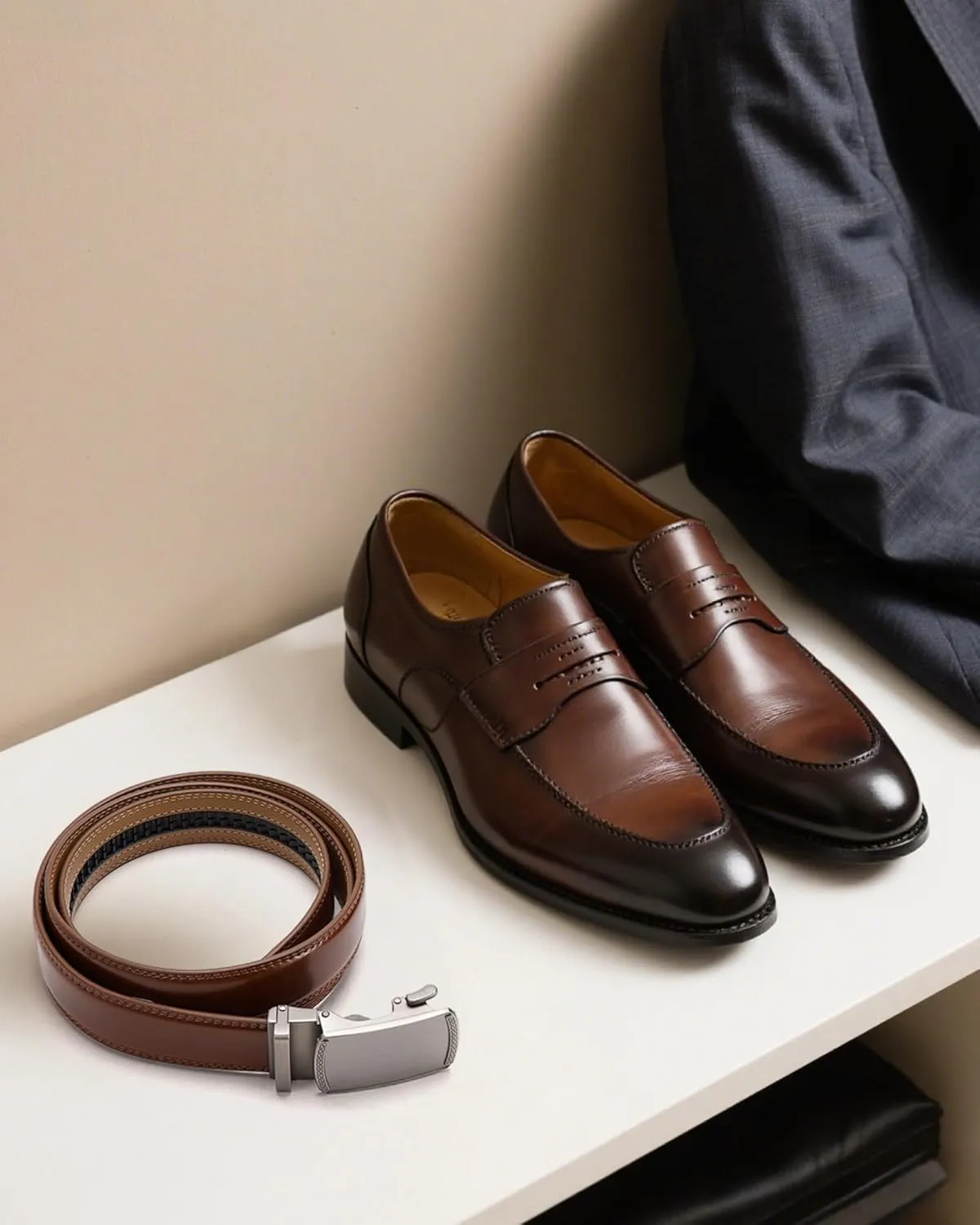 CHAOREN Mens Dress Belt - Mens Ratchet Belt Leather 1 1/4" for Dress Pant - Micro Adjustable Belts Fit Everywhere