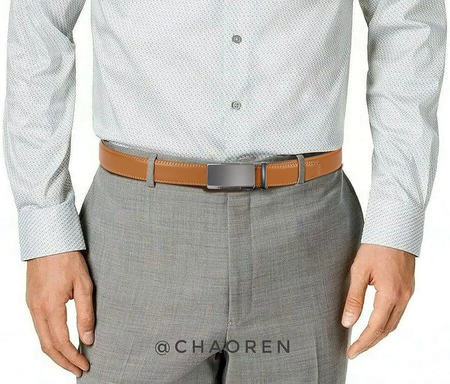 CHAOREN Mens Dress Belt - Mens Ratchet Belt Leather 1 1/4" for Dress Pant - Micro Adjustable Belts Fit Everywhere
