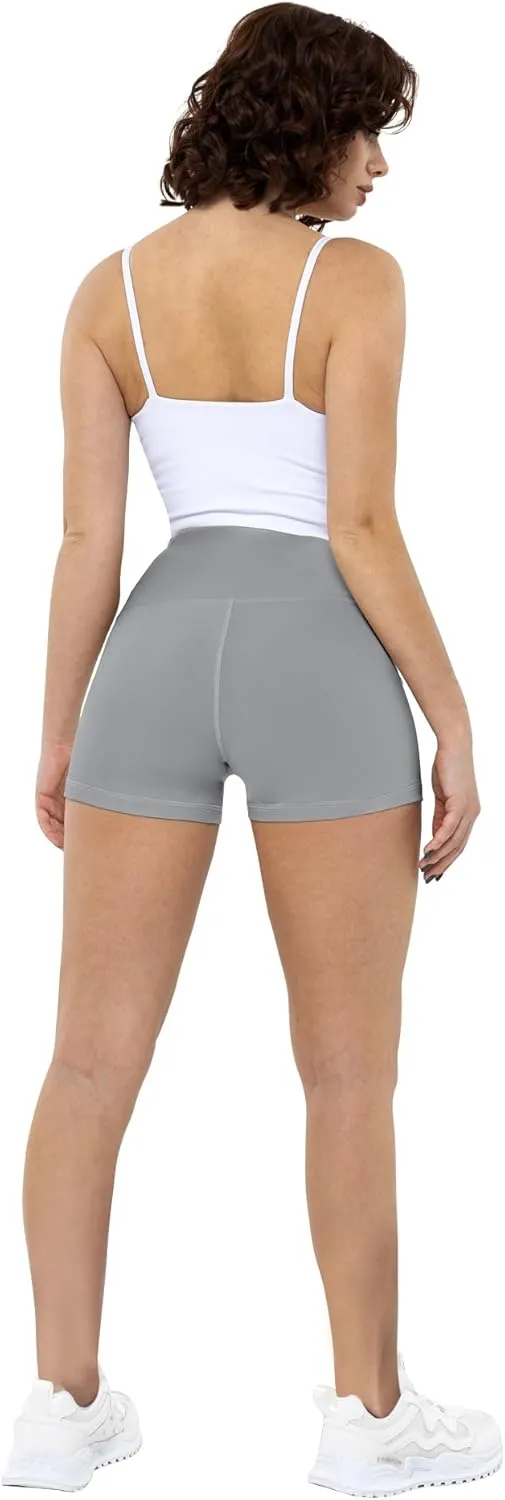 CHRLEISURE High Waisted Spandex Biker Shorts, Workout Booty Soft Yoga Shorts for Women