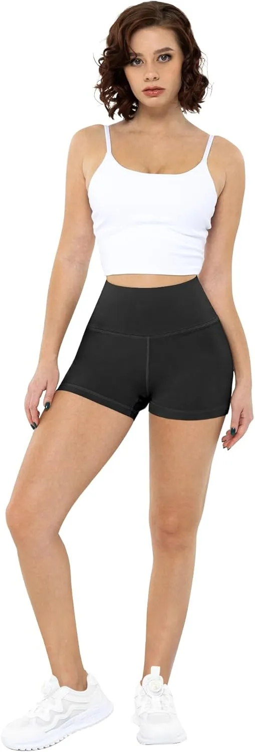 CHRLEISURE High Waisted Spandex Biker Shorts, Workout Booty Soft Yoga Shorts for Women