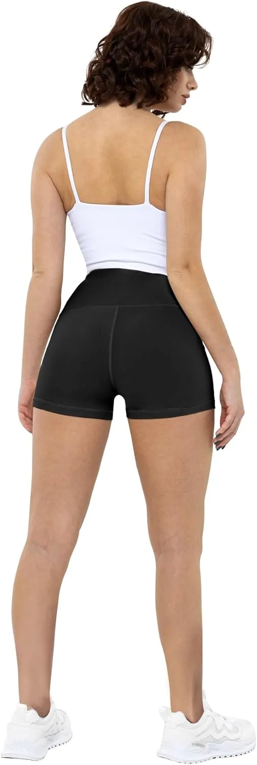 CHRLEISURE High Waisted Spandex Biker Shorts, Workout Booty Soft Yoga Shorts for Women