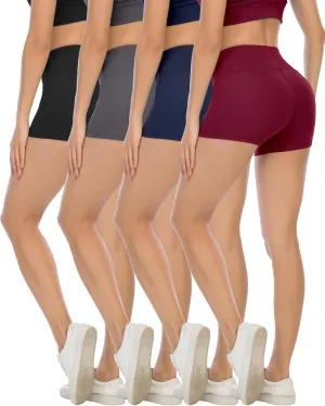 CHRLEISURE High Waisted Spandex Biker Shorts, Workout Booty Soft Yoga Shorts for Women