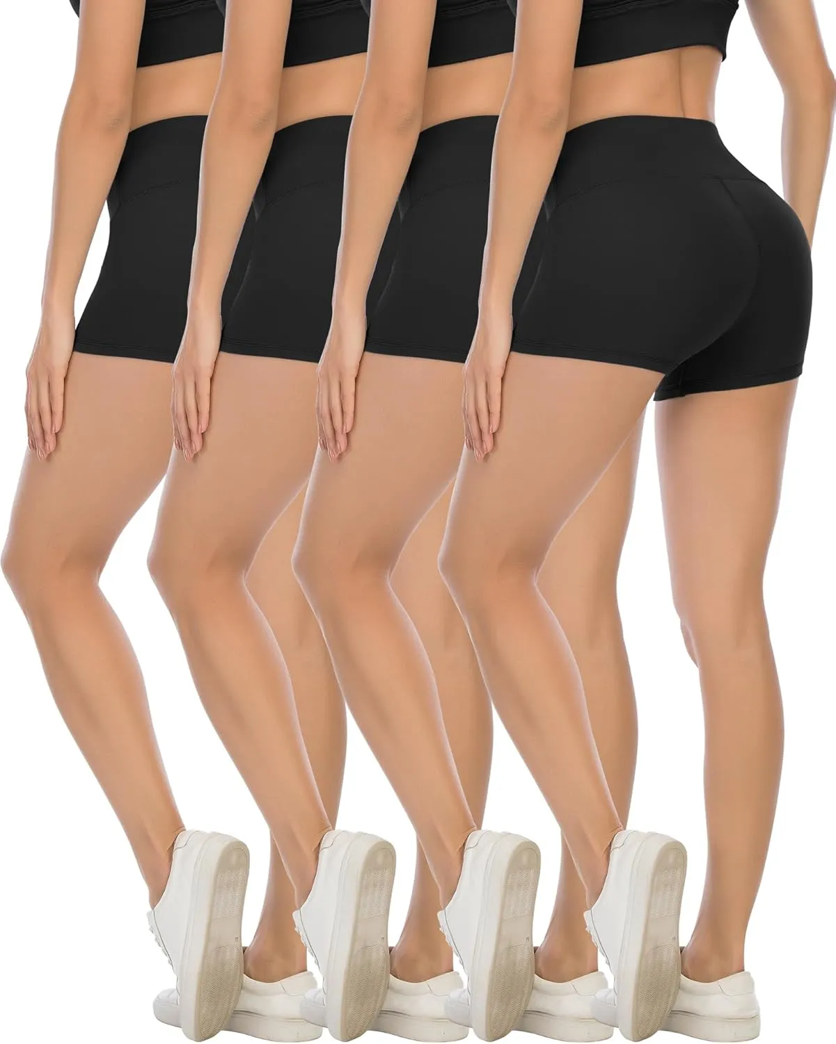 CHRLEISURE High Waisted Spandex Biker Shorts, Workout Booty Soft Yoga Shorts for Women