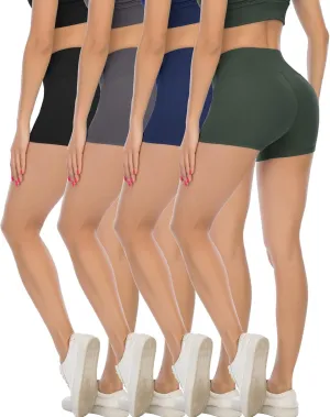 CHRLEISURE High Waisted Spandex Biker Shorts, Workout Booty Soft Yoga Shorts for Women