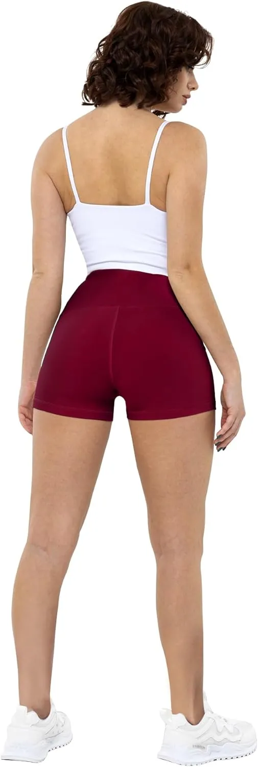 CHRLEISURE High Waisted Spandex Biker Shorts, Workout Booty Soft Yoga Shorts for Women