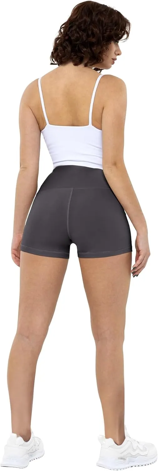 CHRLEISURE High Waisted Spandex Biker Shorts, Workout Booty Soft Yoga Shorts for Women