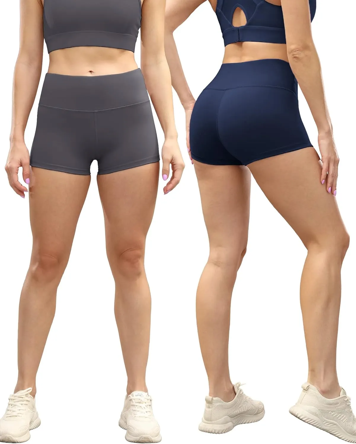 CHRLEISURE High Waisted Spandex Biker Shorts, Workout Booty Soft Yoga Shorts for Women