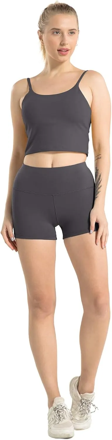 CHRLEISURE High Waisted Spandex Biker Shorts, Workout Booty Soft Yoga Shorts for Women