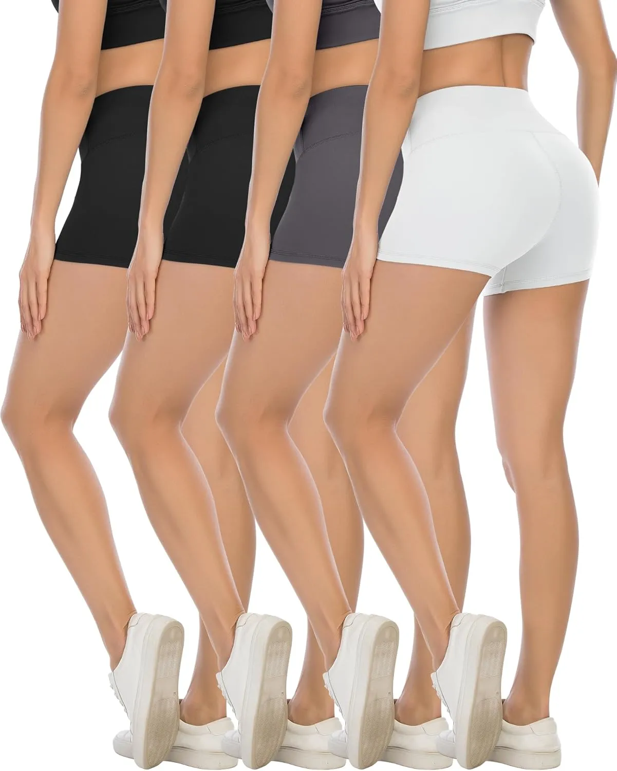 CHRLEISURE High Waisted Spandex Biker Shorts, Workout Booty Soft Yoga Shorts for Women