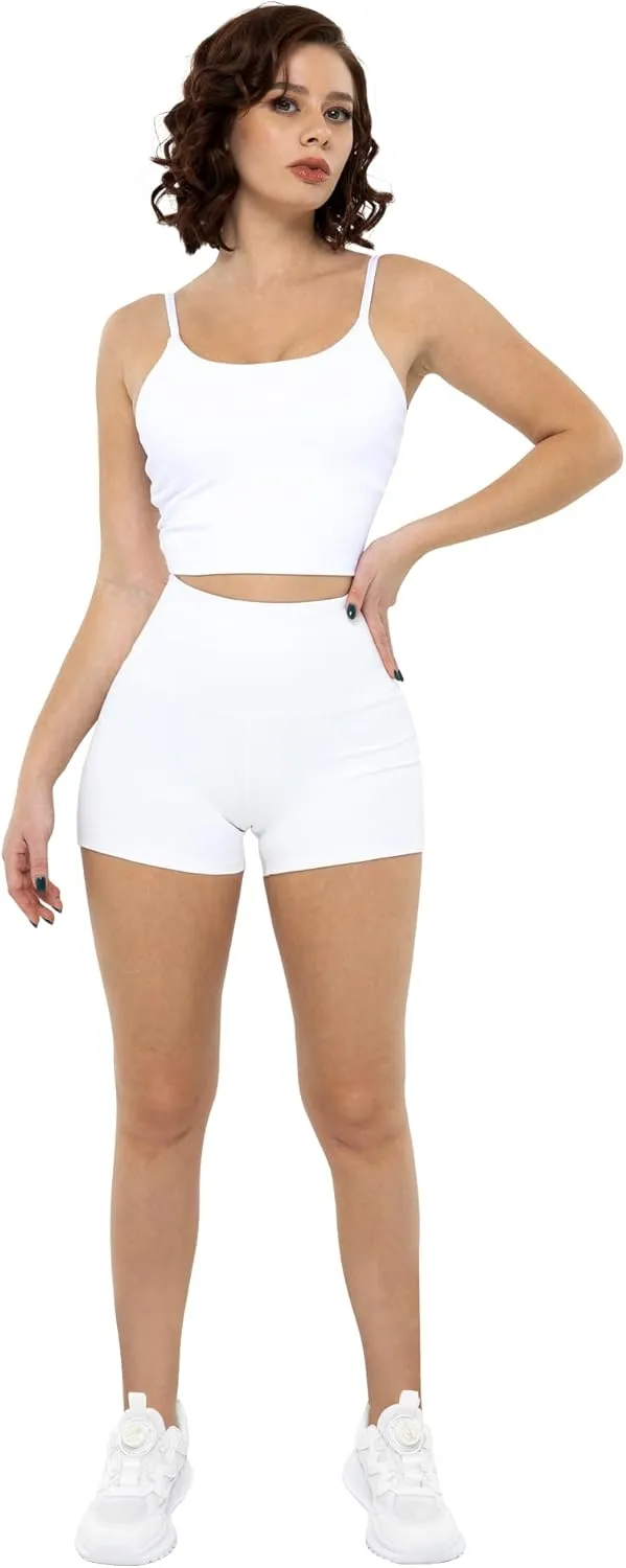 CHRLEISURE High Waisted Spandex Biker Shorts, Workout Booty Soft Yoga Shorts for Women