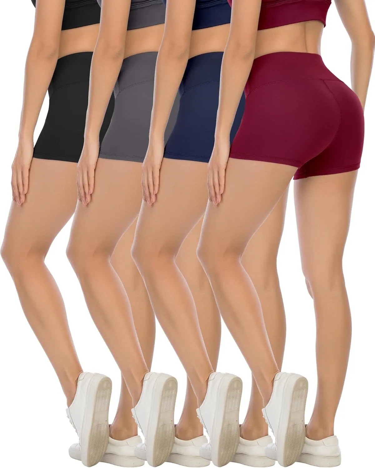 CHRLEISURE High Waisted Spandex Biker Shorts, Workout Booty Soft Yoga Shorts for Women