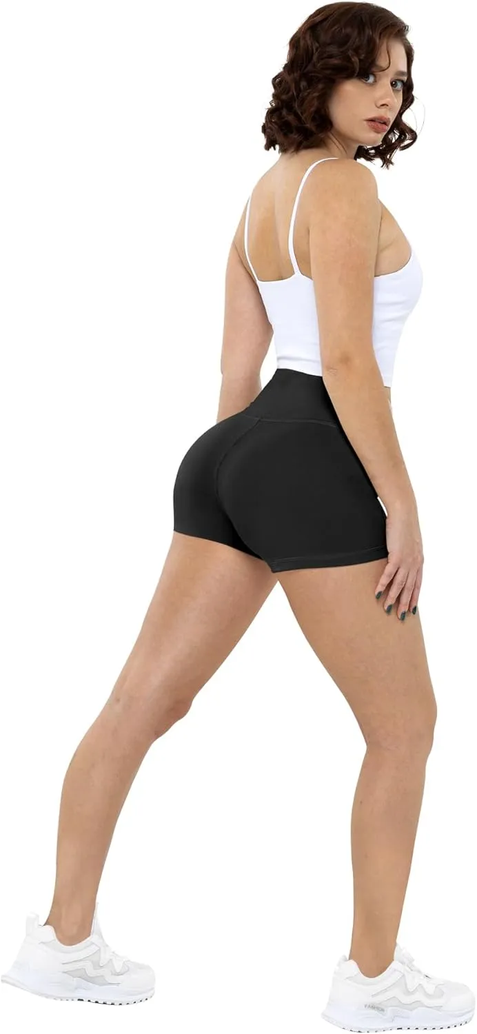 CHRLEISURE High Waisted Spandex Biker Shorts, Workout Booty Soft Yoga Shorts for Women
