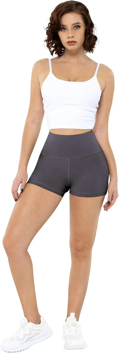 CHRLEISURE High Waisted Spandex Biker Shorts, Workout Booty Soft Yoga Shorts for Women