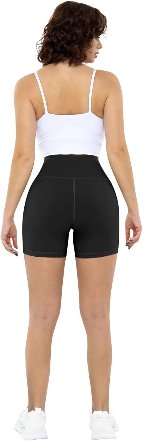 CHRLEISURE High Waisted Spandex Biker Shorts, Workout Booty Soft Yoga Shorts for Women