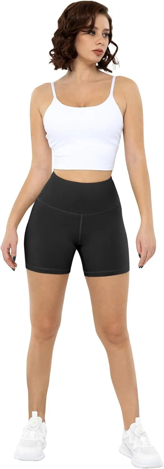 CHRLEISURE High Waisted Spandex Biker Shorts, Workout Booty Soft Yoga Shorts for Women