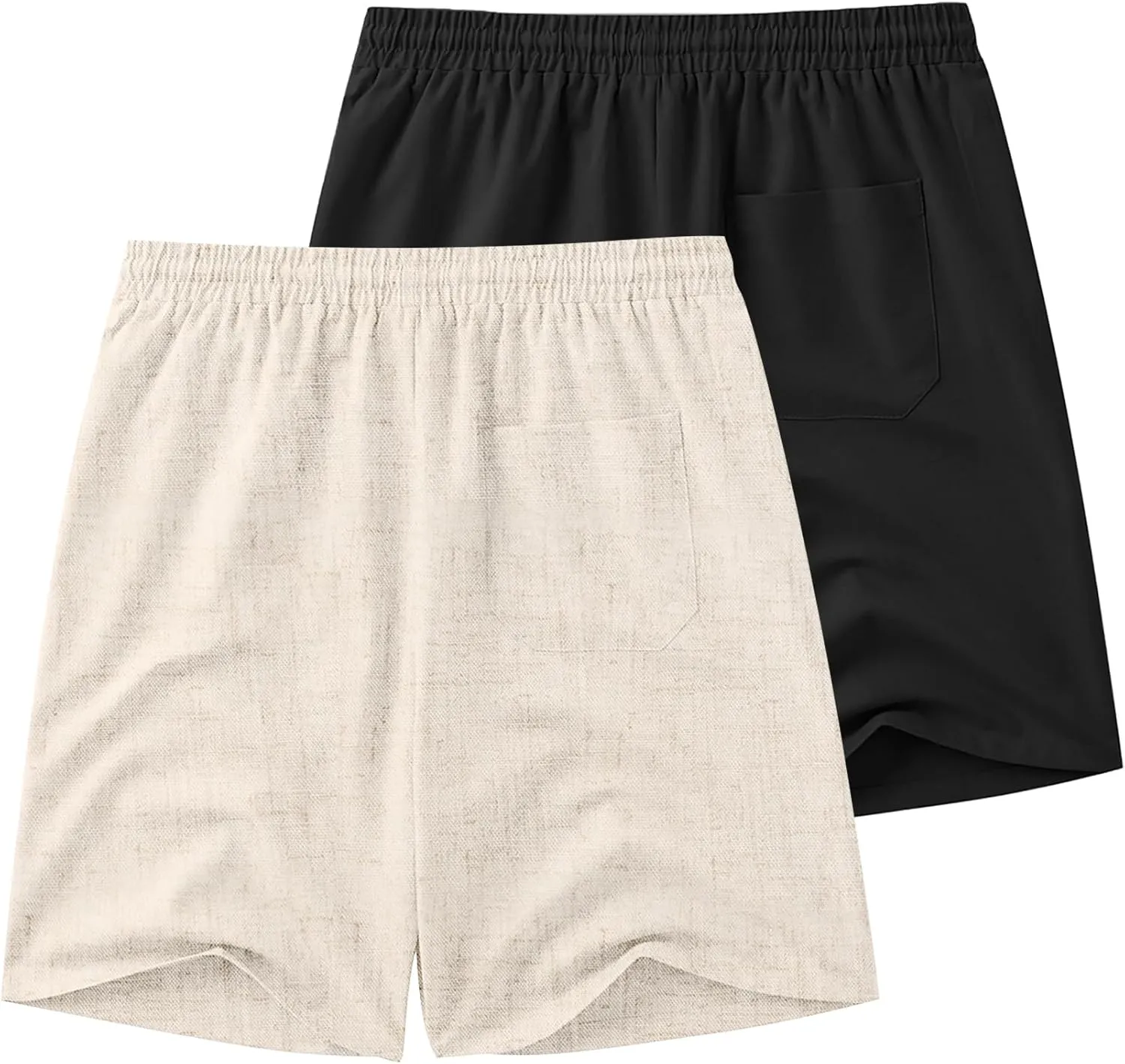 COOFANDY Mens Linen Shorts Casual Drawstring Elastic Waist Lightweight Summer Vacation Beach Shorts