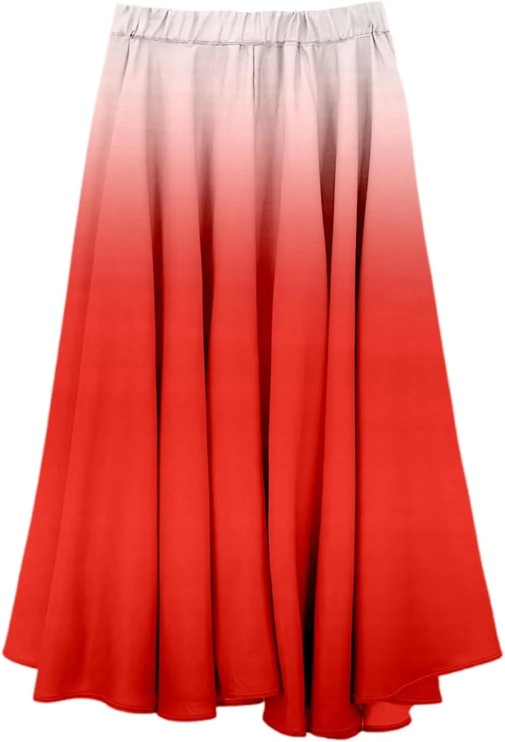 Cotton Linen Skirts for Women Fashion Gradient Ruffled Bohemian Style Flowy Skirts Elastic Waist Long Maxi Skorts Dress