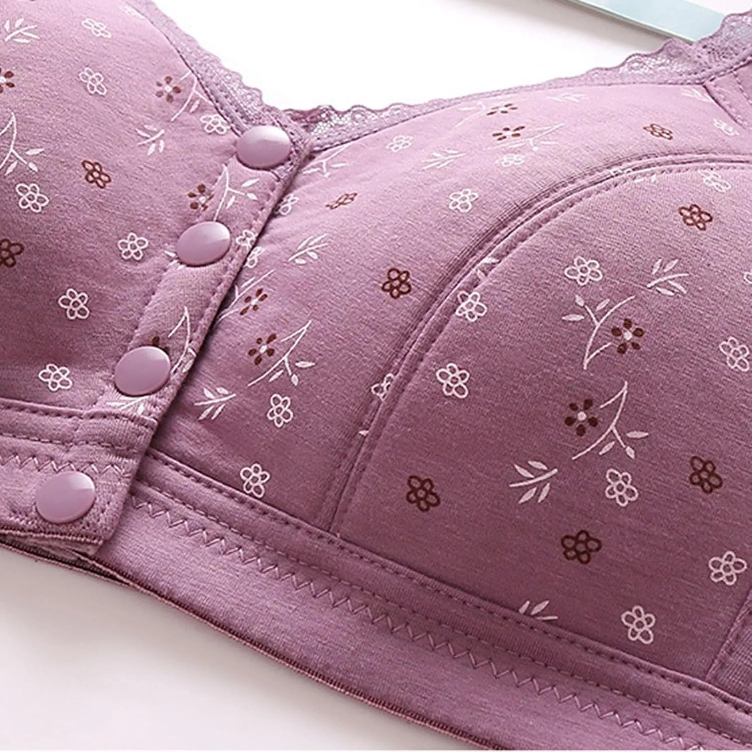 Daisy Bras for Older Women Front Closure Comfort Everyday Bra Seniors Wireless Convenient Closing Tshirt Bra Bralette