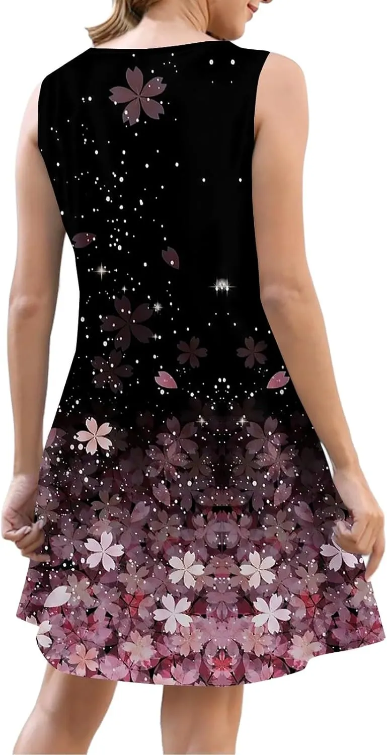 Dresses for Women 2025 Plus Size Sundress with Pockets Sleeveless v Neck Summer Clothes Mini Dresses Sexy Vacation