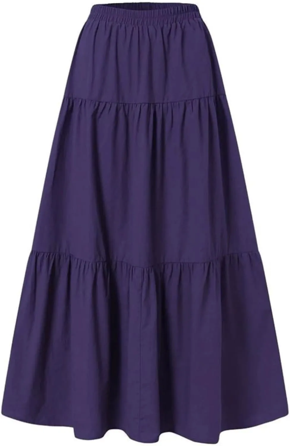 Dresses for Women High-Waisted Hem Flowy A-Line Skirts Retro Flounce Maxi Skirt Ruffles Casual Tiered Petticoat