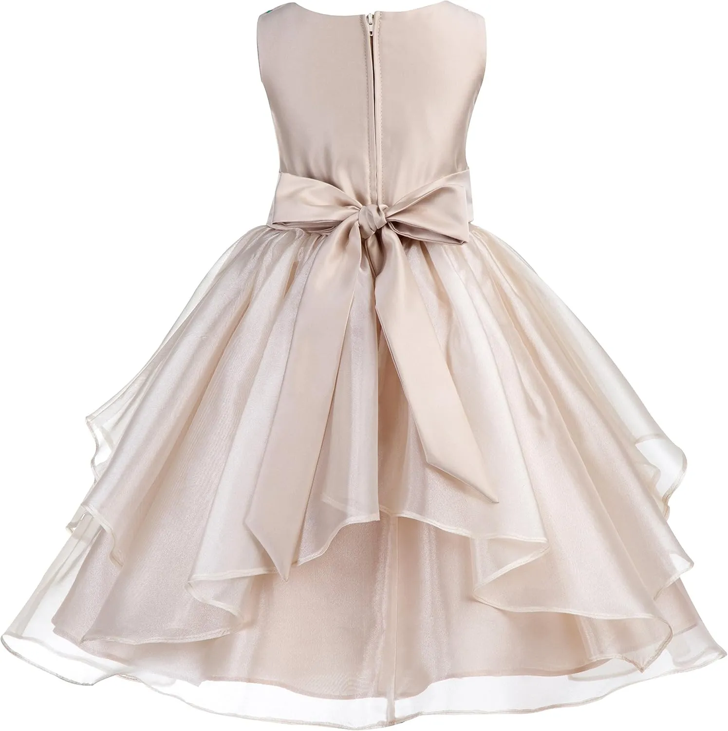 ekidsbridal Asymmetric Ruffled Organza Sequin Flower Girl Dress Toddler Girl Dresses