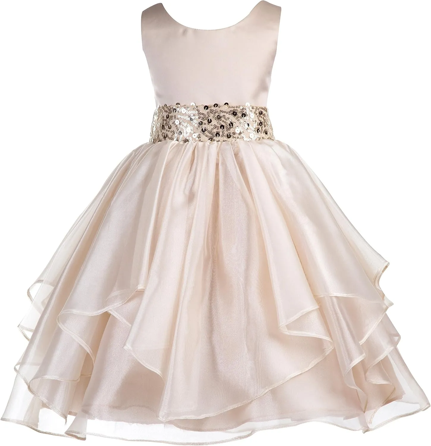 ekidsbridal Asymmetric Ruffled Organza Sequin Flower Girl Dress Toddler Girl Dresses