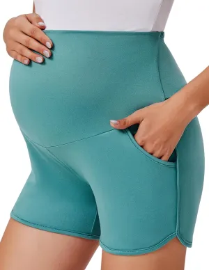 Ekouaer Women's Maternity Shorts Over The Belly Pregnancy Lounge Summer Workout Running Pajama Sleep Short with Pockets S-XXL