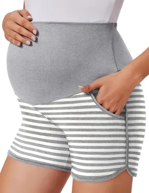 Ekouaer Women's Maternity Shorts Over The Belly Pregnancy Lounge Summer Workout Running Pajama Sleep Short with Pockets S-XXL