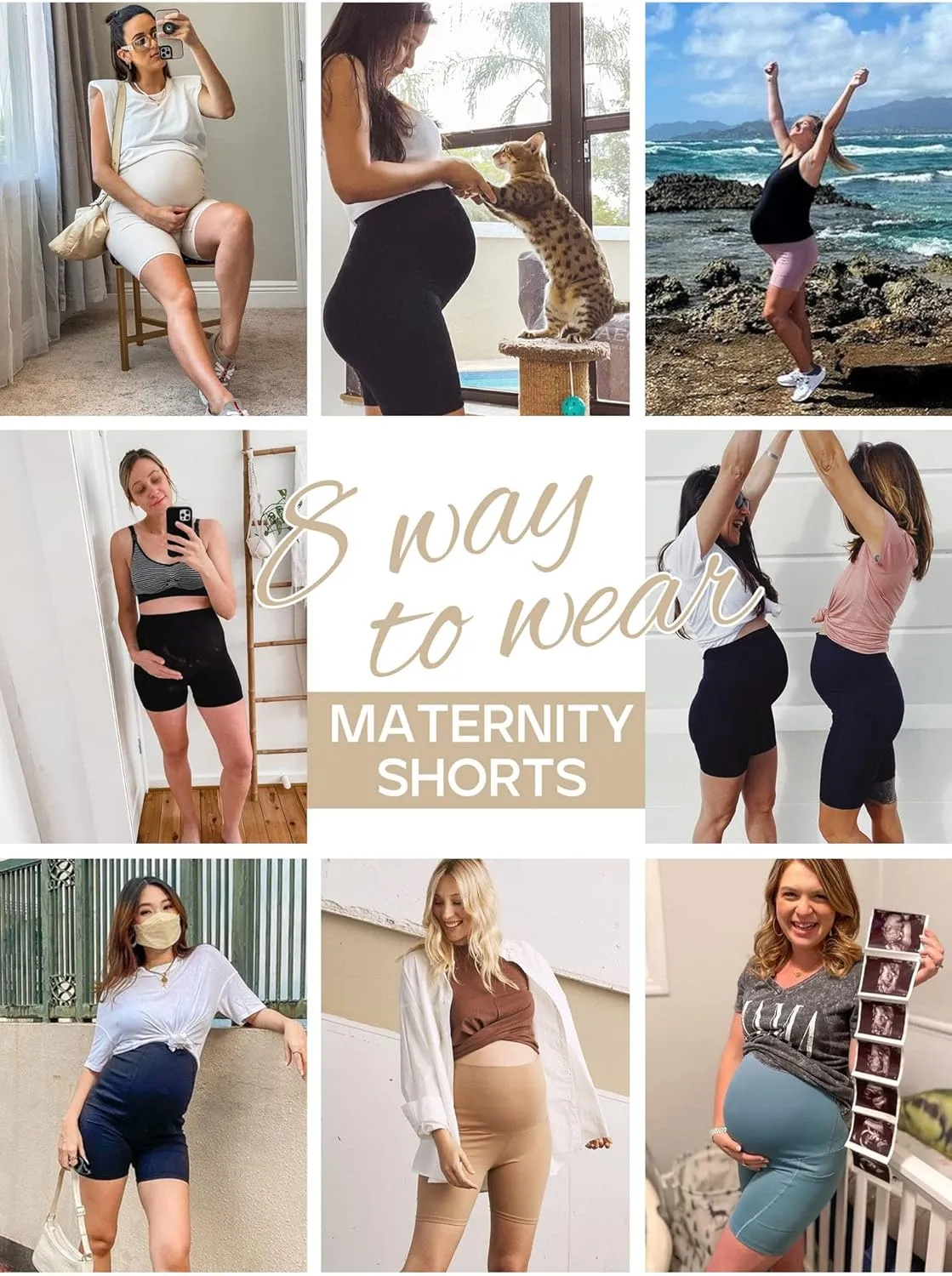 Ewedoos Maternity Biker Shorts with Pockets Buttery Soft Maternity Shorts Over Belly Pregnancy Shorts Active Yogs Short