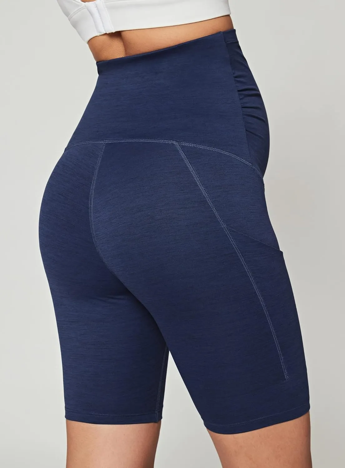 Ewedoos Maternity Biker Shorts with Pockets Buttery Soft Maternity Shorts Over Belly Pregnancy Shorts Active Yogs Short
