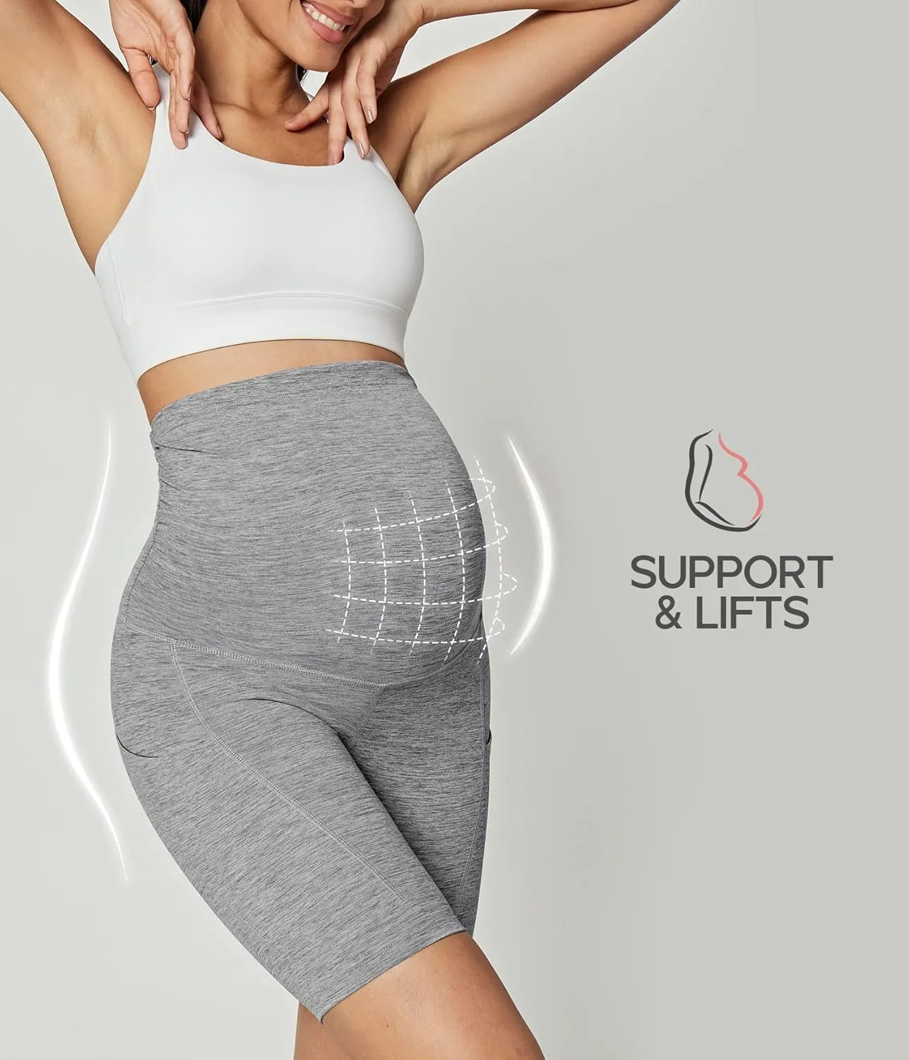 Ewedoos Maternity Biker Shorts with Pockets Buttery Soft Maternity Shorts Over Belly Pregnancy Shorts Active Yogs Short