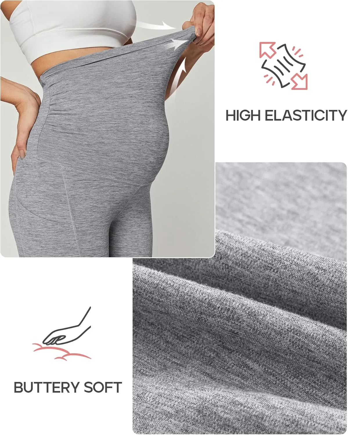 Ewedoos Maternity Biker Shorts with Pockets Buttery Soft Maternity Shorts Over Belly Pregnancy Shorts Active Yogs Short