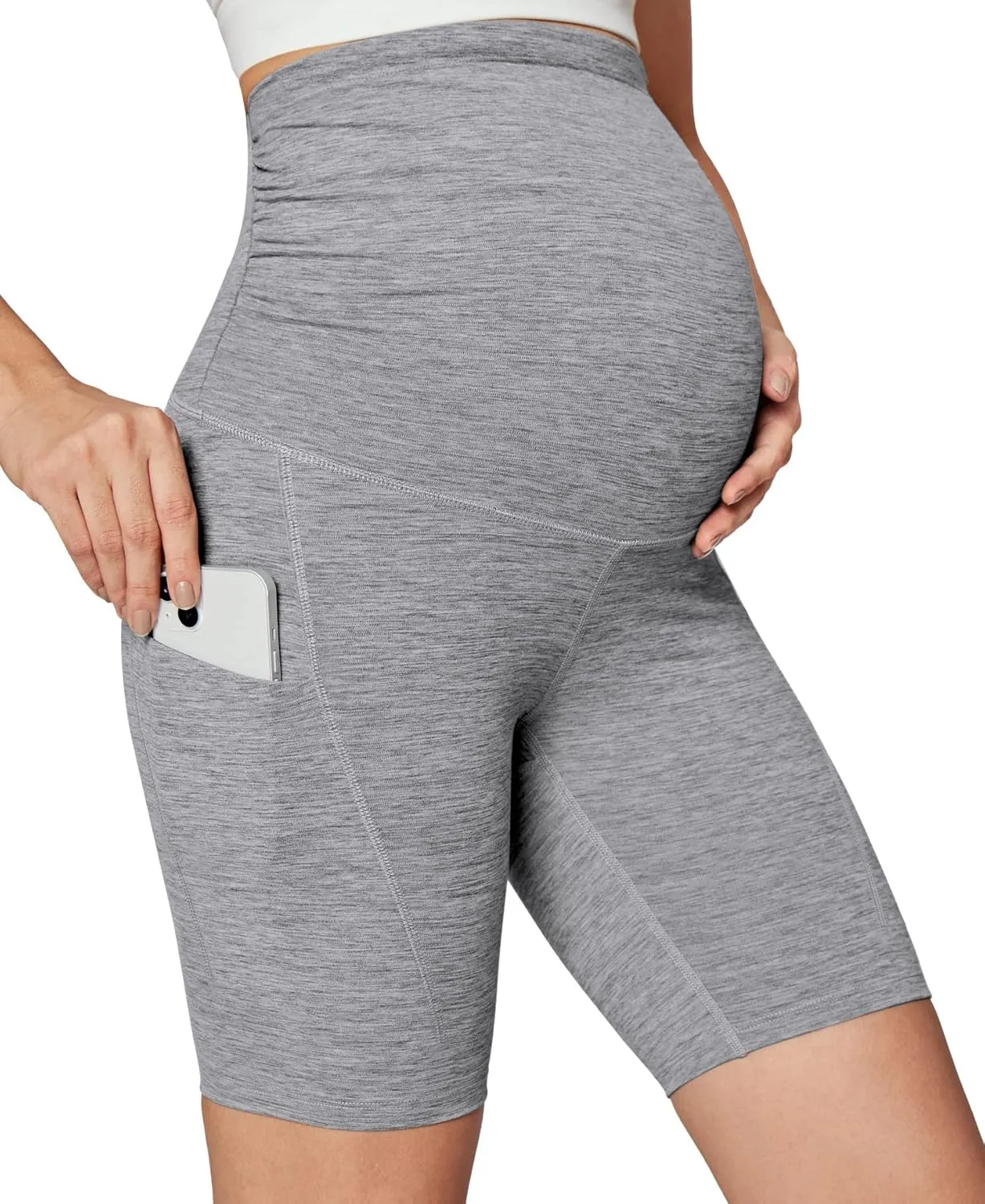 Ewedoos Maternity Biker Shorts with Pockets Buttery Soft Maternity Shorts Over Belly Pregnancy Shorts Active Yogs Short