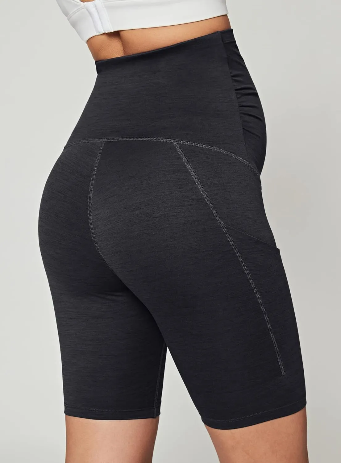 Ewedoos Maternity Biker Shorts with Pockets Buttery Soft Maternity Shorts Over Belly Pregnancy Shorts Active Yogs Short