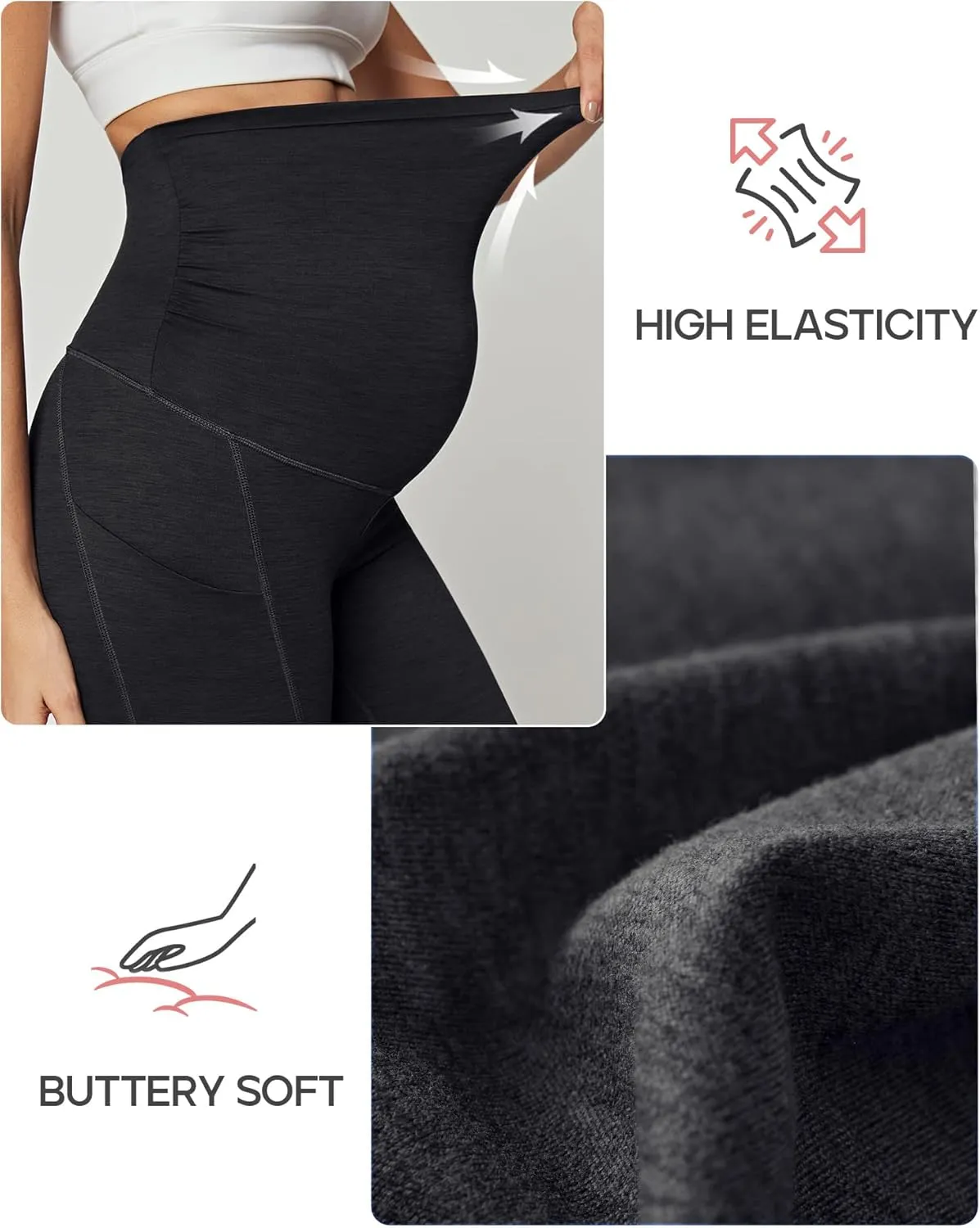 Ewedoos Maternity Biker Shorts with Pockets Buttery Soft Maternity Shorts Over Belly Pregnancy Shorts Active Yogs Short