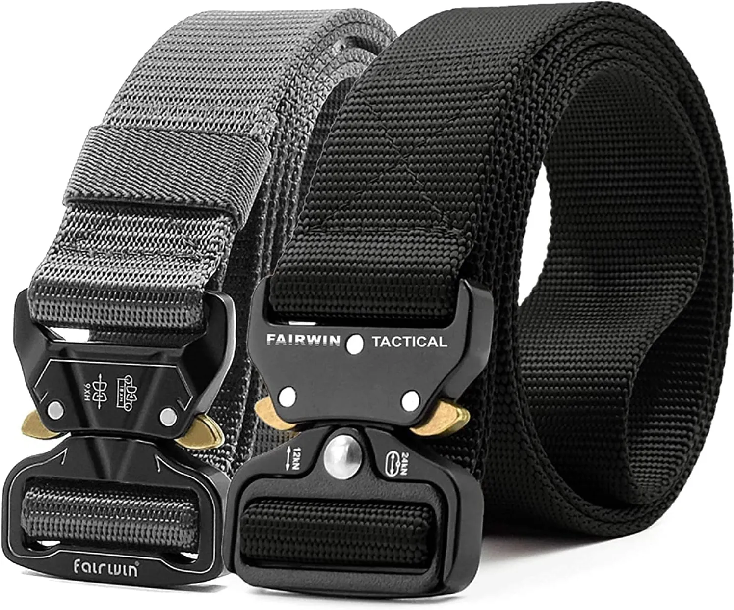 FAIRWIN Men's Tactical Belt, 2 Pack 1.5 Inch Military Tactical Belts for Men, Web Belt Nylon Belt - Work Tool Belt
