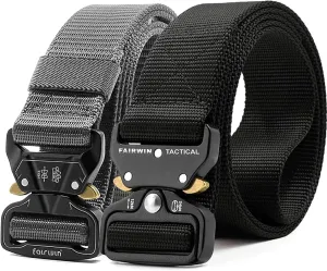FAIRWIN Men's Tactical Belt, 2 Pack 1.5 Inch Military Tactical Belts for Men, Web Belt Nylon Belt - Work Tool Belt