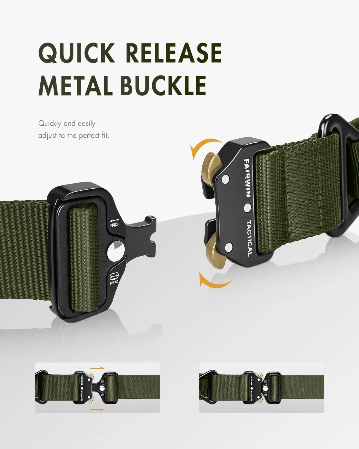 FAIRWIN Men's Tactical Belt, Rigger Belt, Utility Nylon Web Waist Work Belt for Men with V-ring Quick-Release Buckle