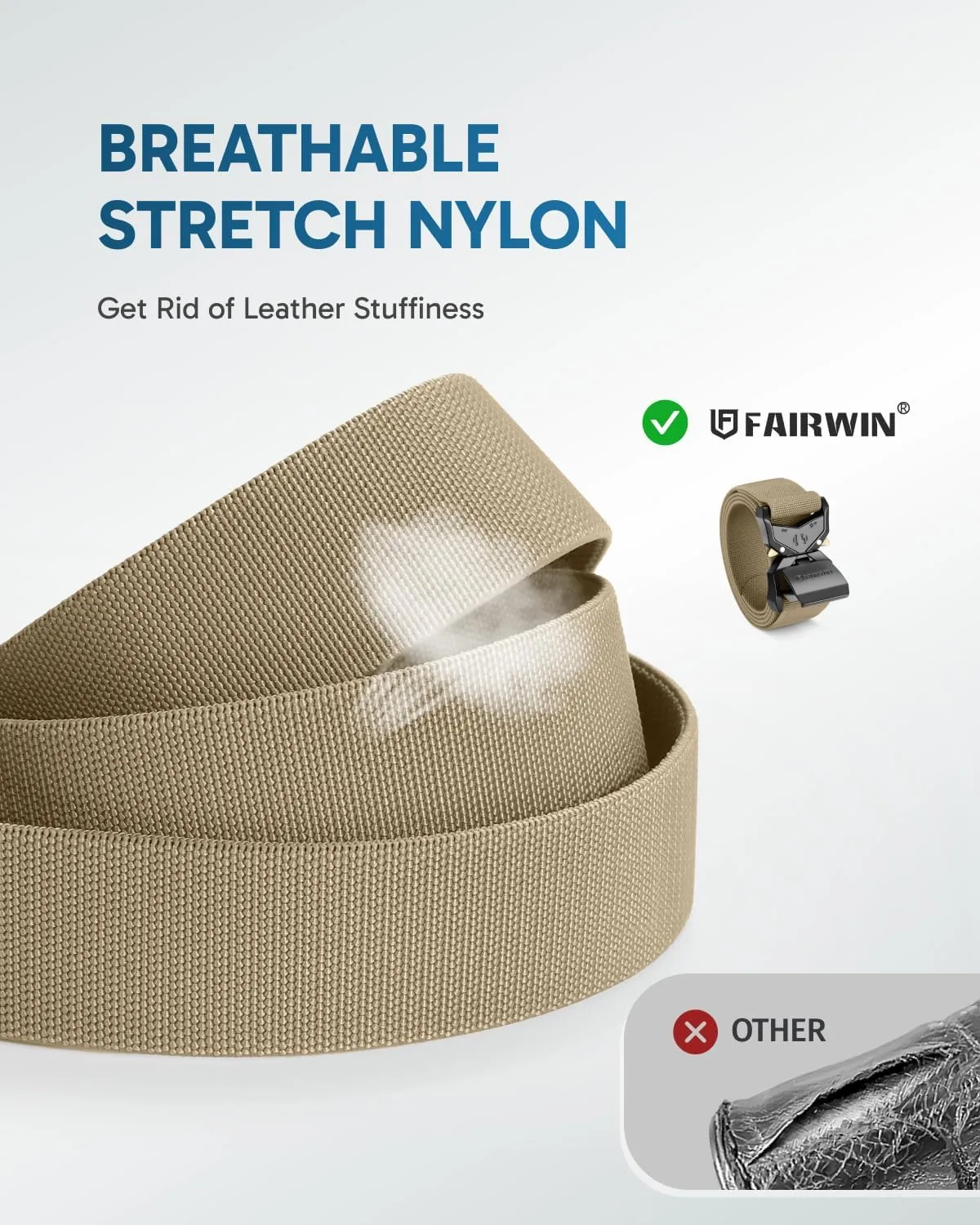 FAIRWIN Tactical Belt Men, 1.5" Nylon Web Military Hiking Rigger Work Belts with Heavy-Duty Quick-Release Buckle