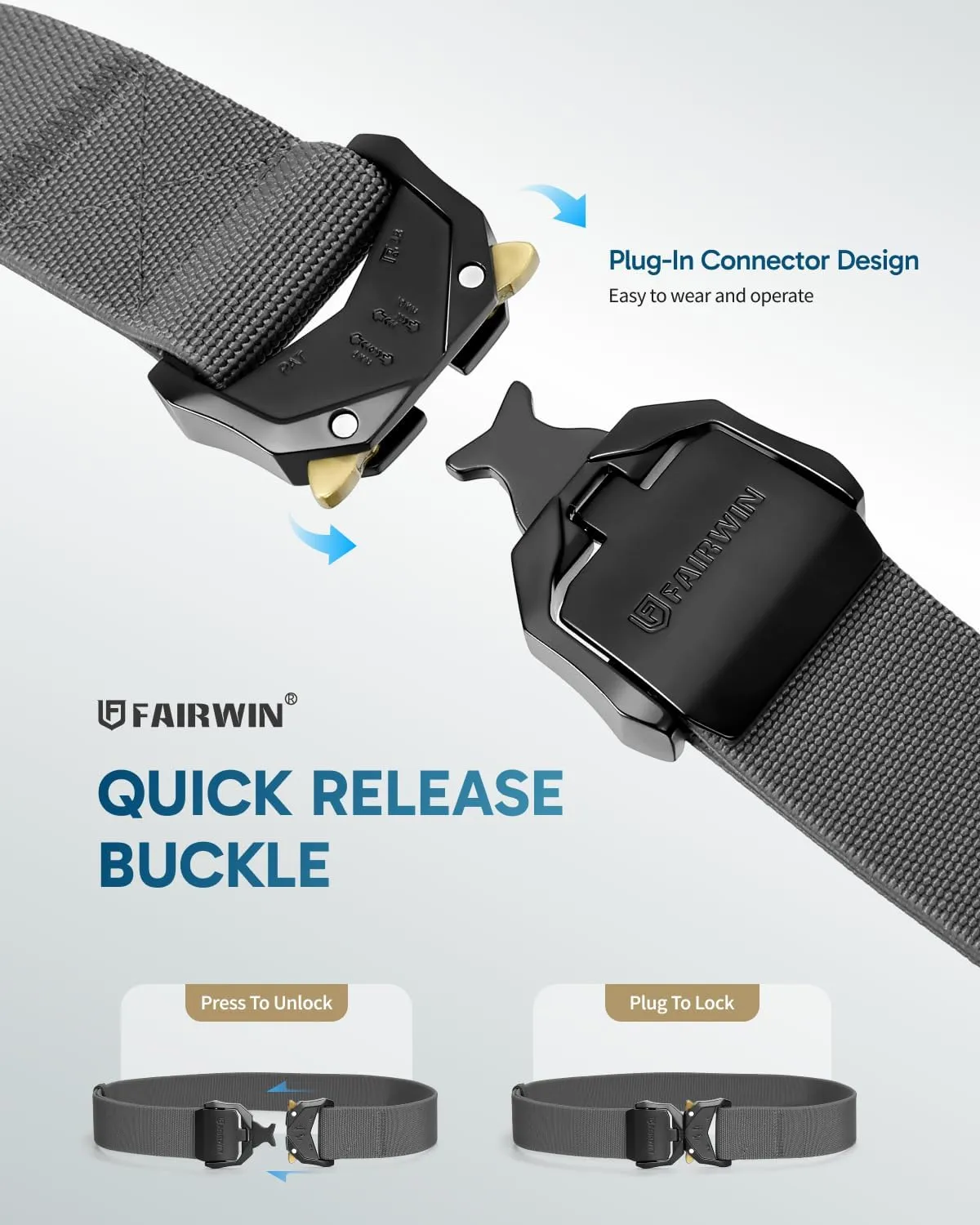 FAIRWIN Tactical Belt Men, 1.5" Nylon Web Military Hiking Rigger Work Belts with Heavy-Duty Quick-Release Buckle