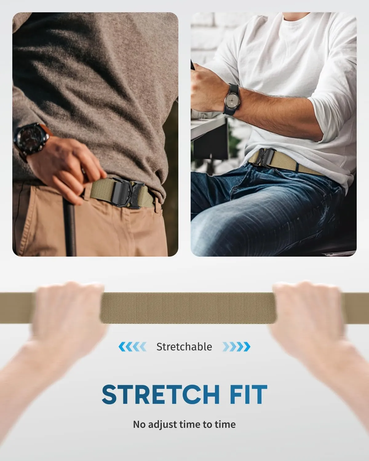 FAIRWIN Tactical Belt Men, 1.5" Nylon Web Military Hiking Rigger Work Belts with Heavy-Duty Quick-Release Buckle