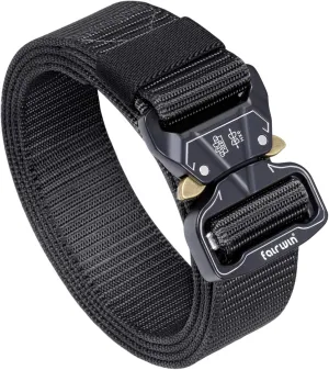 FAIRWIN Tactical Belt, Military Style Webbing Riggers Web Gun Belt with Heavy-Duty Quick-Release Metal Buckle