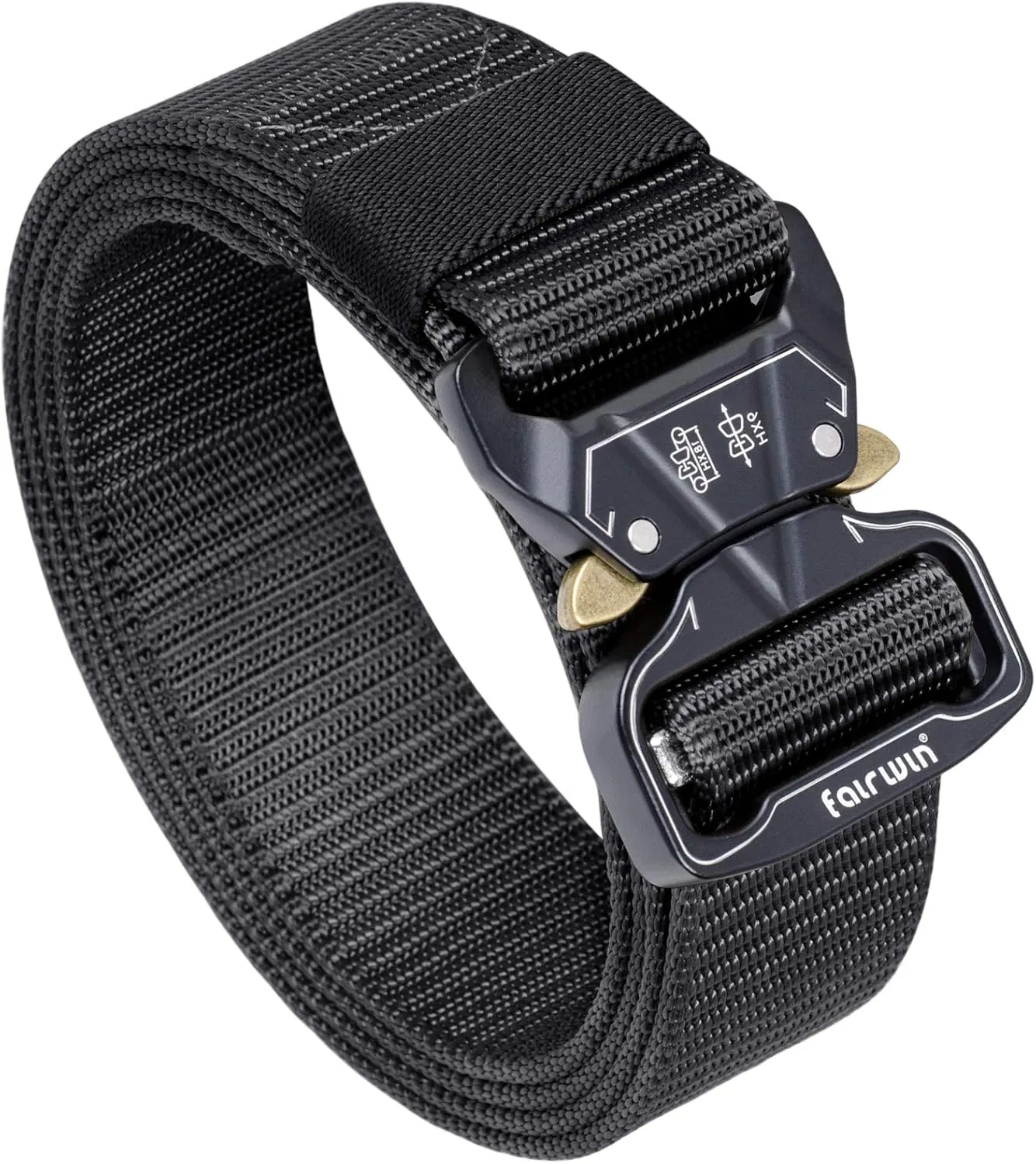 FAIRWIN Tactical Belt, Military Style Webbing Riggers Web Gun Belt with Heavy-Duty Quick-Release Metal Buckle