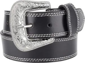 F&L CLASSIC mens Western full grain Leather belt Strap w/Snaps for Interchangeable Buckles, USA,