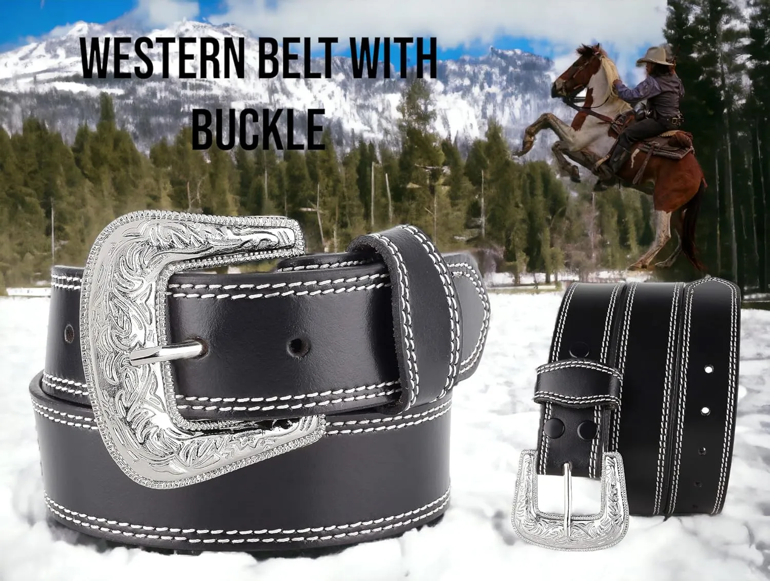 F&L CLASSIC mens Western full grain Leather belt Strap w/Snaps for Interchangeable Buckles, USA,