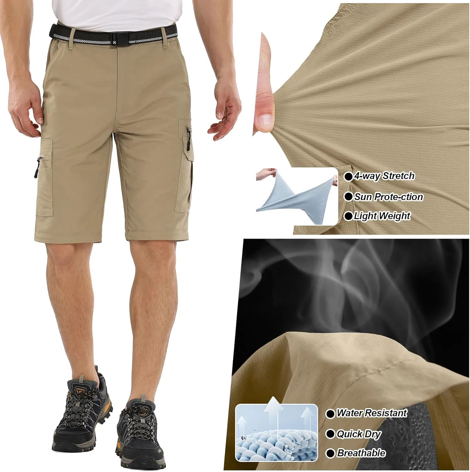 Fishing Pants for Men, Waterproof Convertible Quick Dry Pants for Wading, Lightweight Breathable Hiking Pants Mens