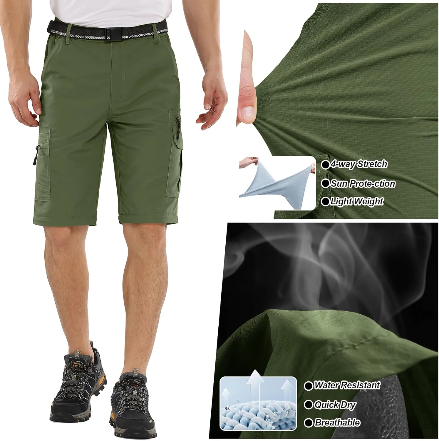 Fishing Pants for Men, Waterproof Convertible Quick Dry Pants for Wading, Lightweight Breathable Hiking Pants Mens